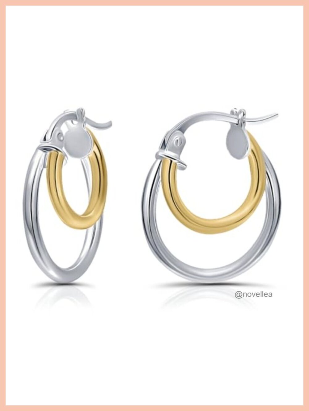 925 Sterling Silver Double Hoop Earrings for Women - Layered Stacked Hoops -